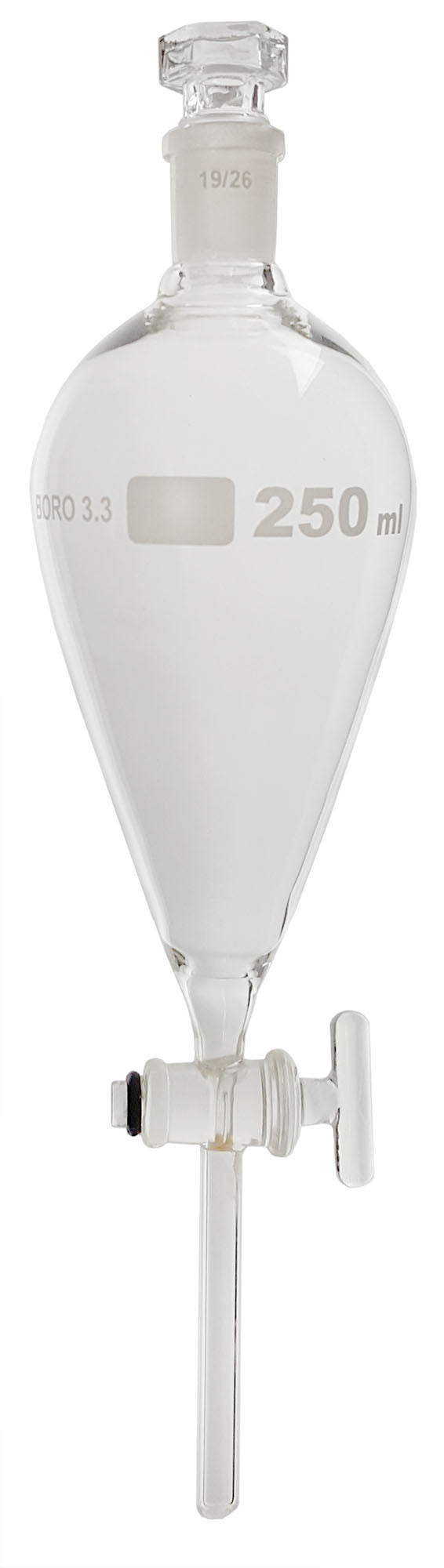 Separatory Funnel with Glass Stopcock, 250ml, Case of 48.
