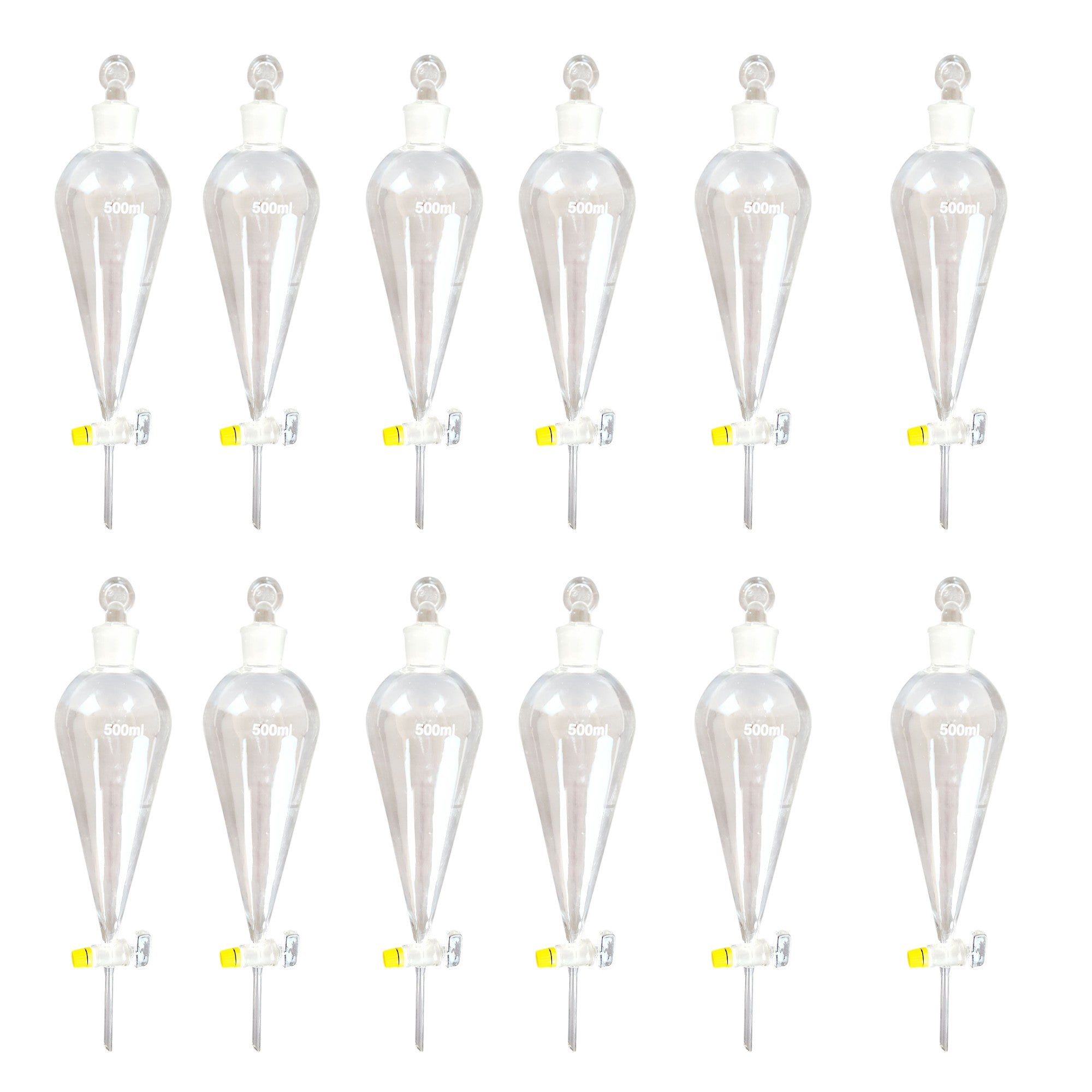 Separatory Funnel with Glass Stopcock, 500ml, Pack of 12