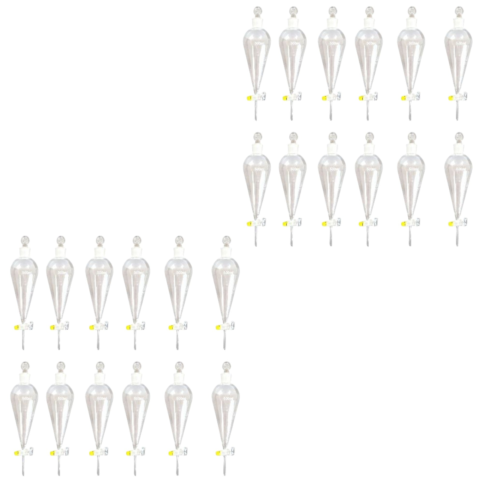 Separatory Funnel with Glass Stopcock, 500ml, Case of 24