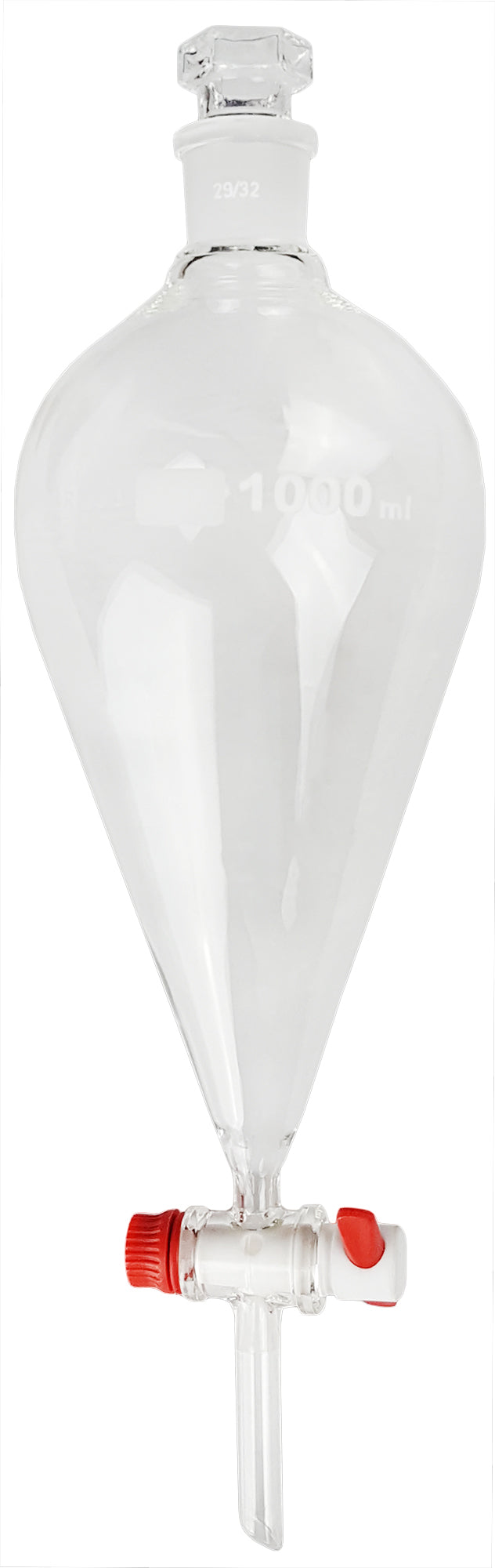 Separatory Funnel with PTFE Stopcock, 1000ml Capacity, Case of 12
