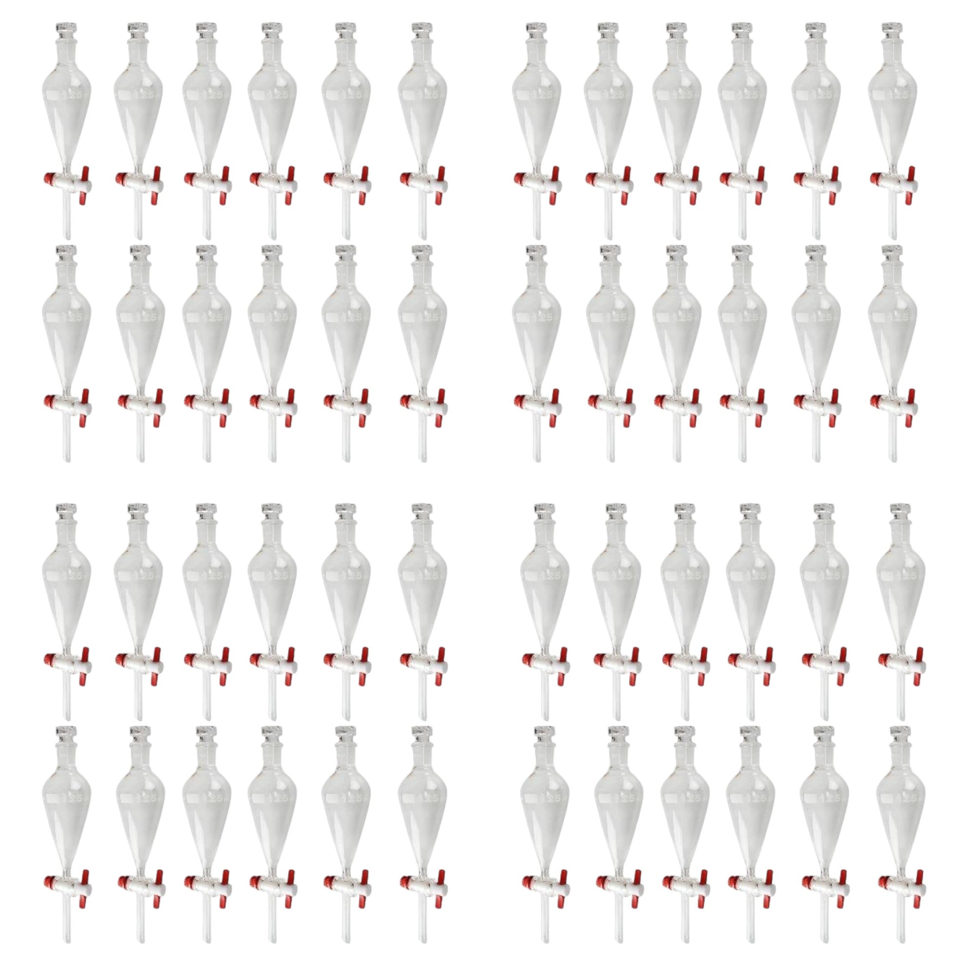 Separatory Funnel with PTFE Stopcock, 125ml Capacity, Case of 48