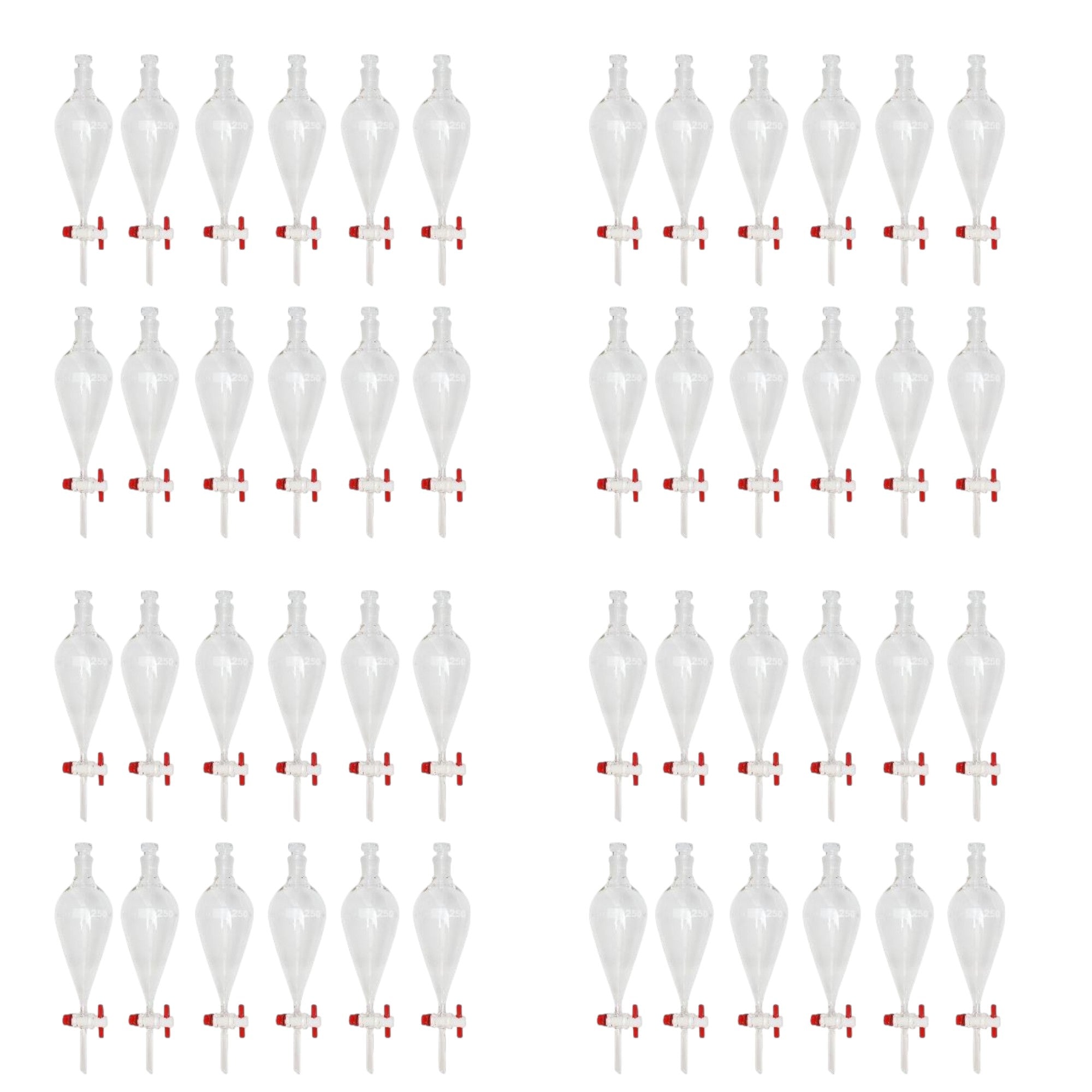 Separatory Funnel with PTFE Stopcock, 250ml Capacity, Case of 48
