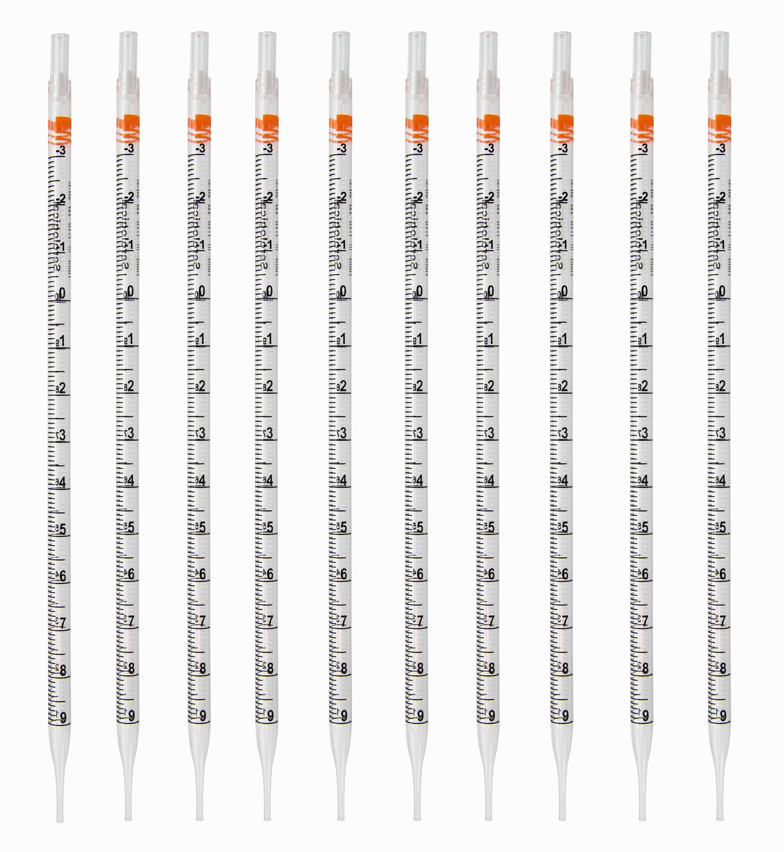 Pipette Serological, 10ml Capacity by 0.1ml, Plastic, Sterile, Color Coded. Pack of 10.