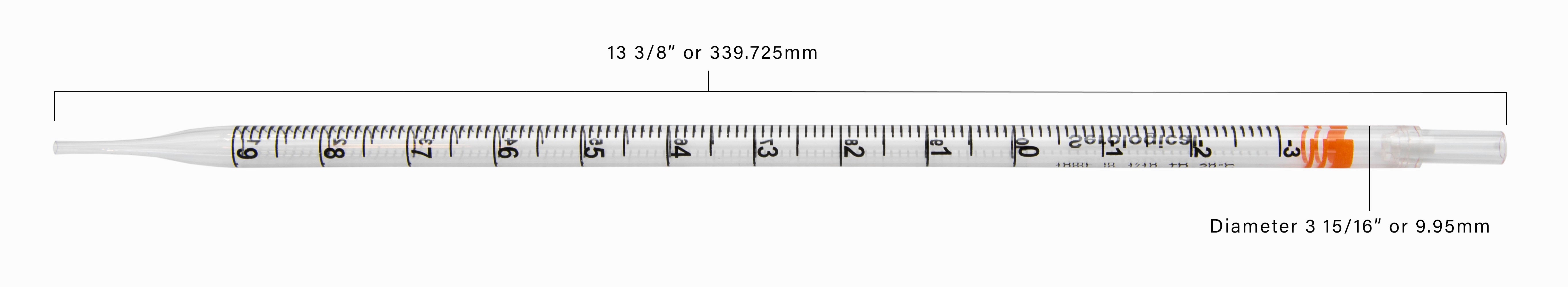 Pipette Serological, 10ml Capacity by 0.1ml, Plastic, Sterile, Color Coded. Pack of 10.
