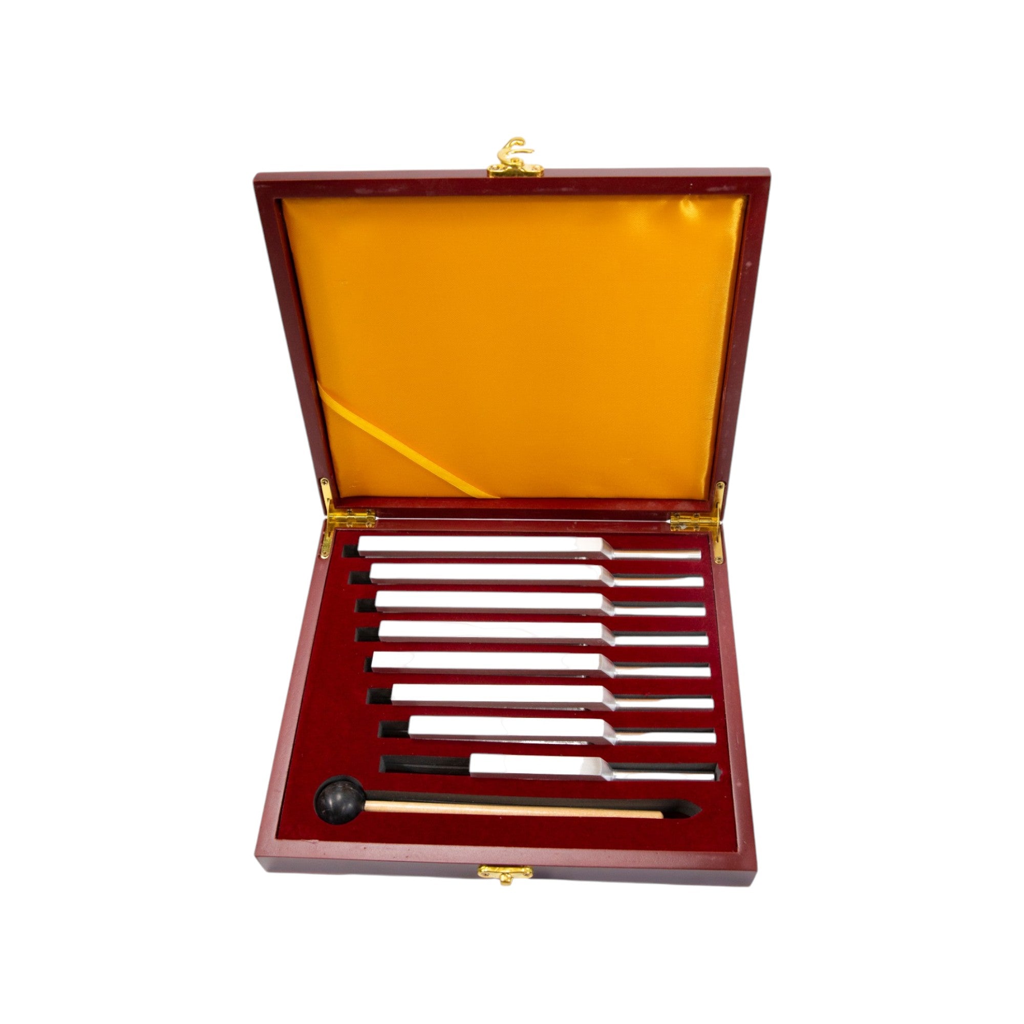 Tuning Fork Set of 8 High Quality Aluminum Tuning Forks and 1 Mallet. The set includes C512, B430, A1266, G334, F341.3, E320, D288, C256.