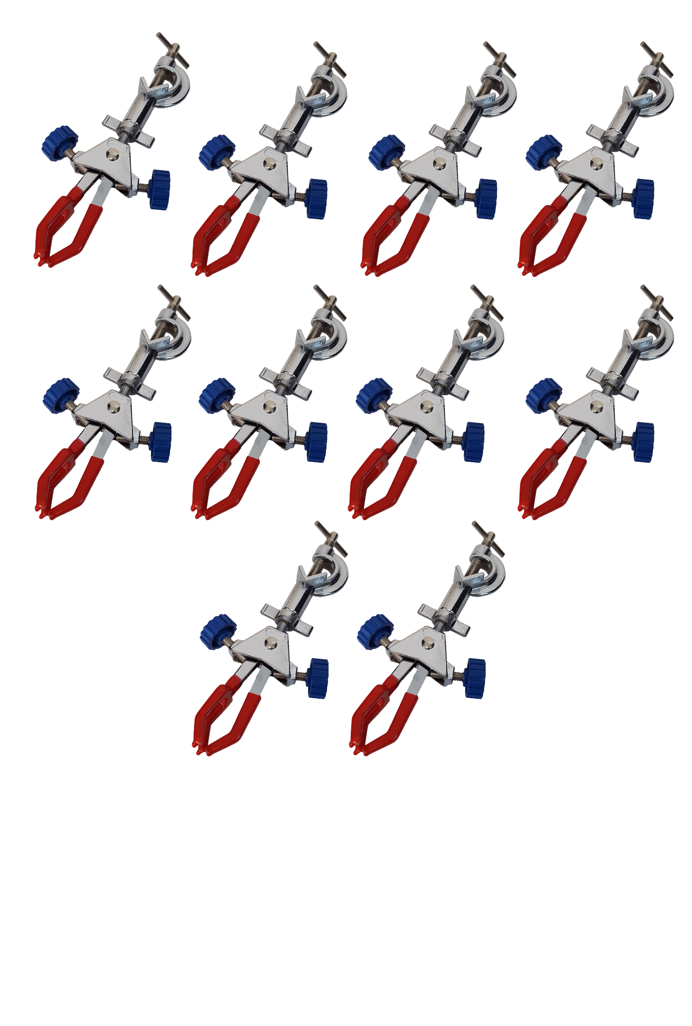 Clamp - Universal Clamp, Three Prongs with Coated Jaws. Pack of 10 Clamps.