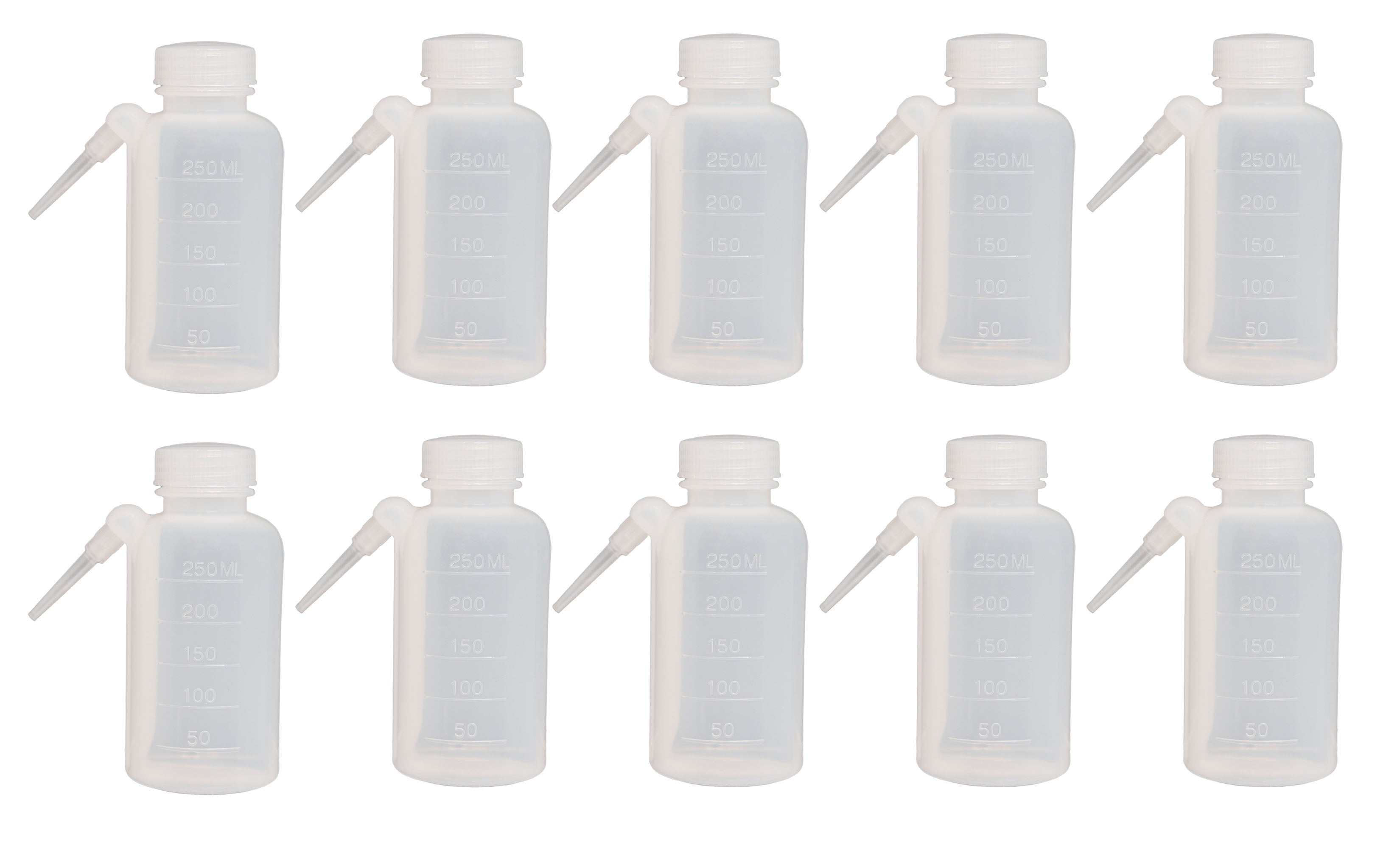 Wash Bottle, Graduated, Polyethylene, 250ml capacity.  Pack of 10.