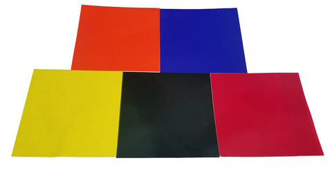 Color Filters Set of Five Colors Size 4 Inches Square.