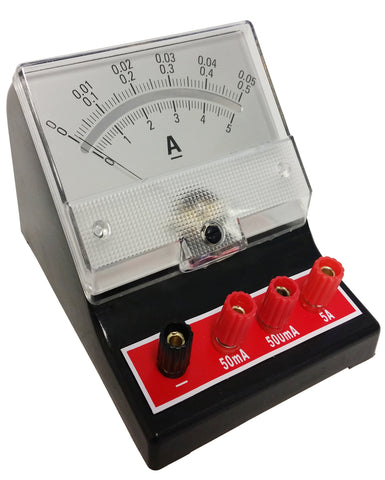 Analog Ammeter, 0mA to 50mA, 0mA to 500mA, 0A to 5A; DC; Case of 40 by Go Science Crazy