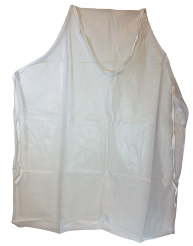 Apron Vinyl, 27 inches width by 42 inches length. With reinforced tie strings.