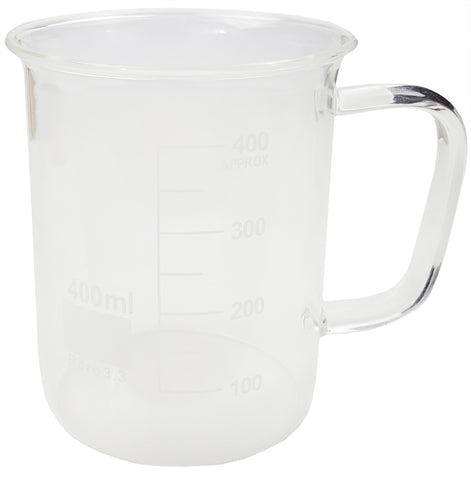 Beaker Mug 400ml Borosilicate Glass.  Case of 40.