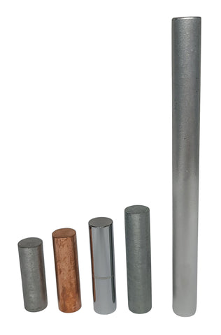 Density Rod or Equal Mass Set. Includes 5 metals each weighing 30 grams. Case of 10 Sets.