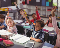 Classroom with Children Raising Hands