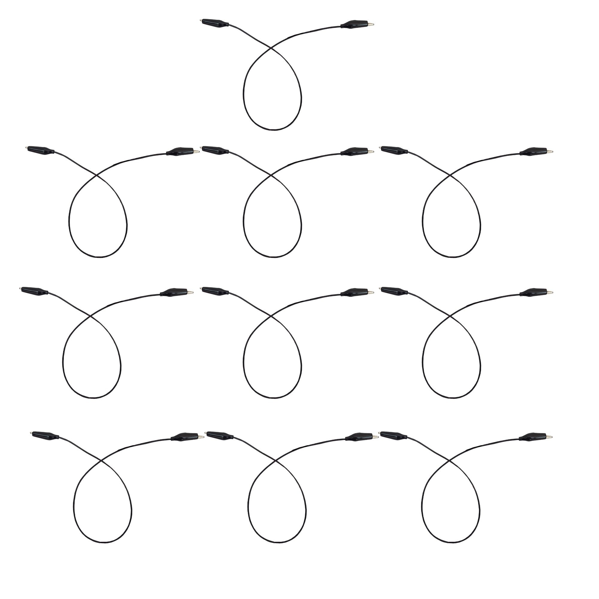 Connector Cords, 12 inches length, Alligator Ends, Insulated 18 gauge Wire. Pack of 10 Cords.