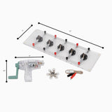 Electric Circuit Board with Buss Bars and lamps and Hand Crank Generator.