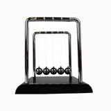 Collision Ball Apparatus also known as a Newton's Cradle. A Demonstration for Physical Science. Study concepts such as Conservation of Energy, Momentum, Elastic Collision and Friction.  Size: 5.3 x 4.5 x 5.3 inches.