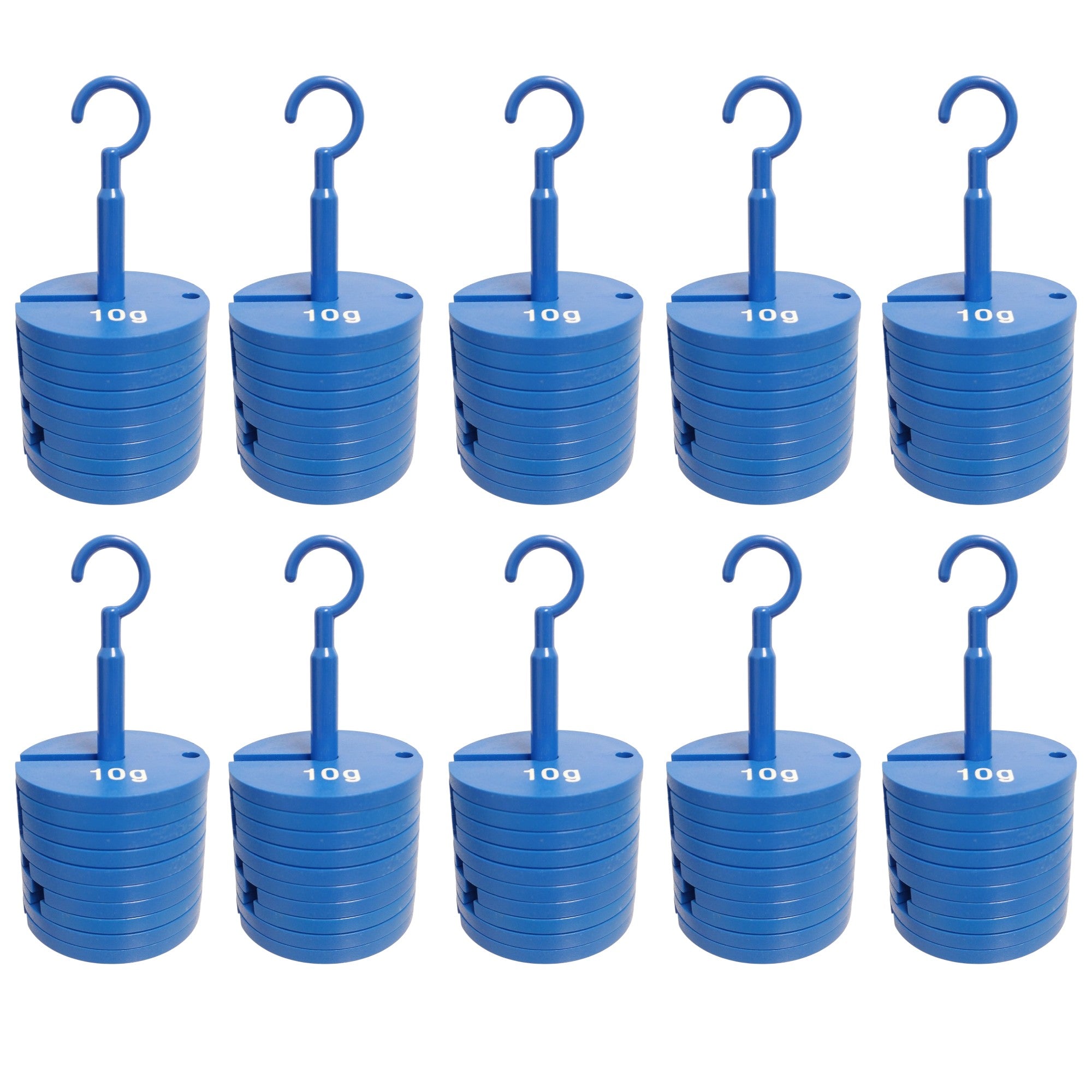 Slotted Weight Set with Hanger, Plastic, Ten-Piece, Pack of 10 Sets by Go Science Crazy