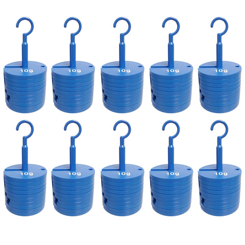 Slotted Weight Set with Hanger, Plastic, Ten-Piece, Pack of 10 Sets by Go Science Crazy