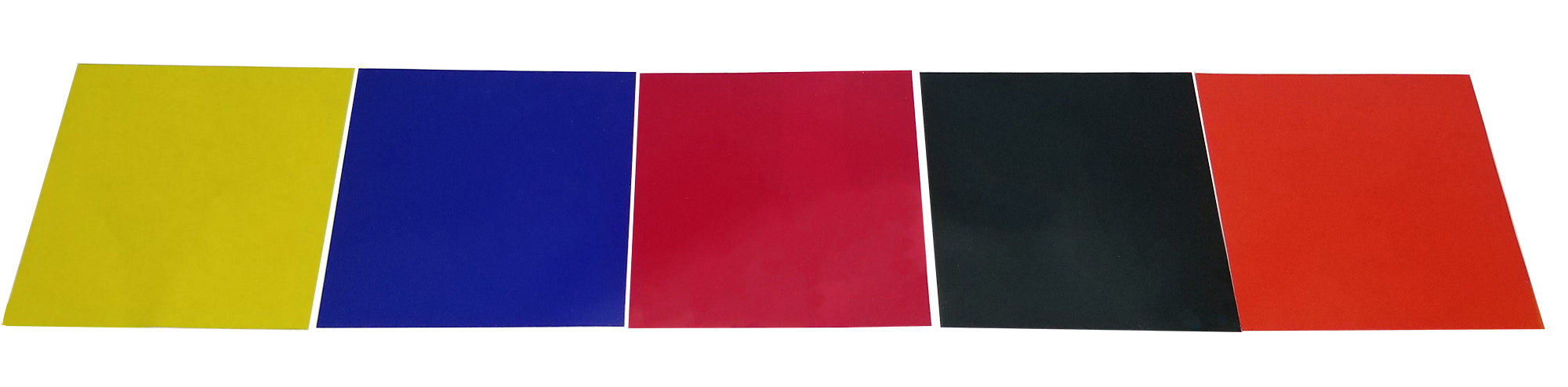 Color Filters Set of Five Colors Size 4 Inches Square.