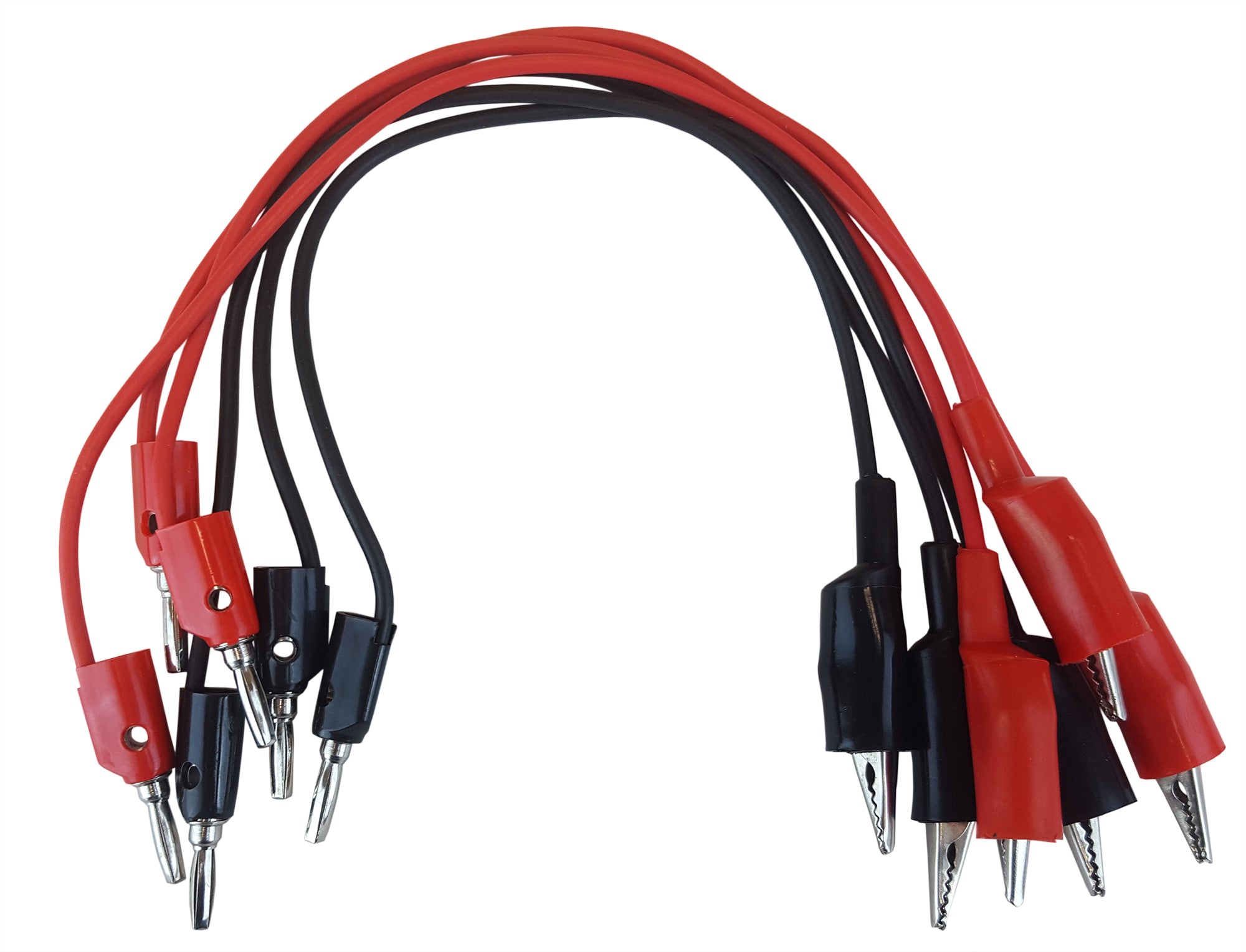 Connector Cords, 12 inch length, Banana Plug and Alligator Clips, 3 Red and 3 Black Cords.