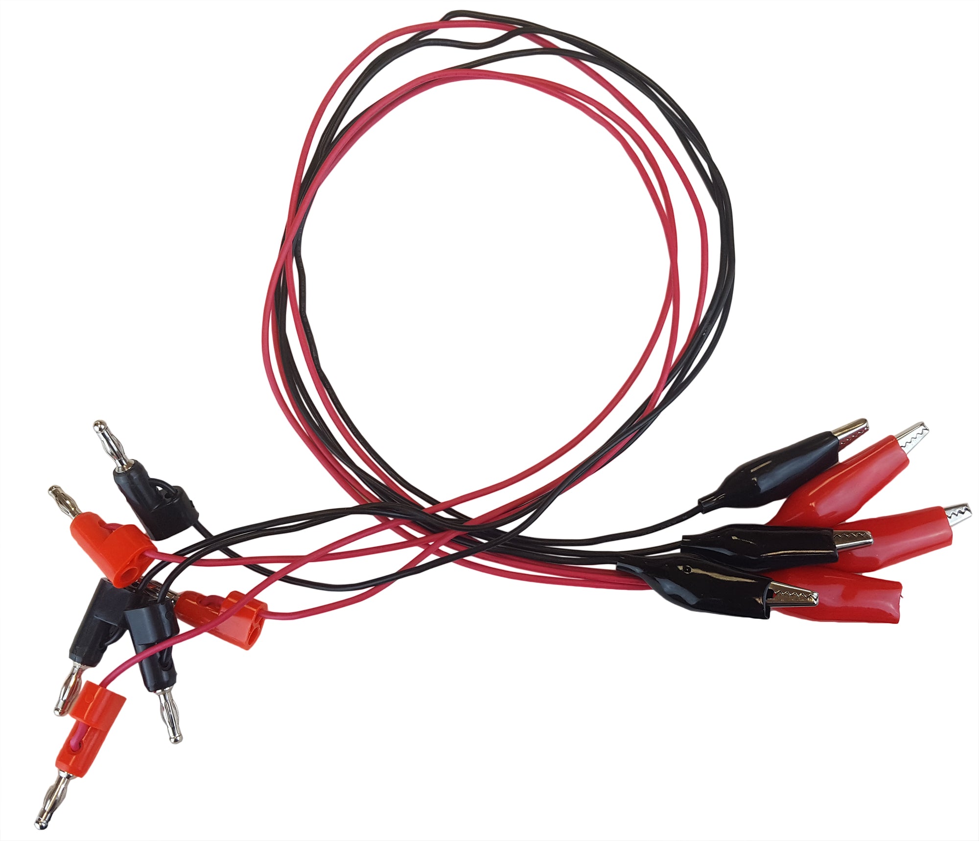 Connector Cords, 24 in., Banana End, Alligator End. Pack of 3 Red and 3 Black Cords.