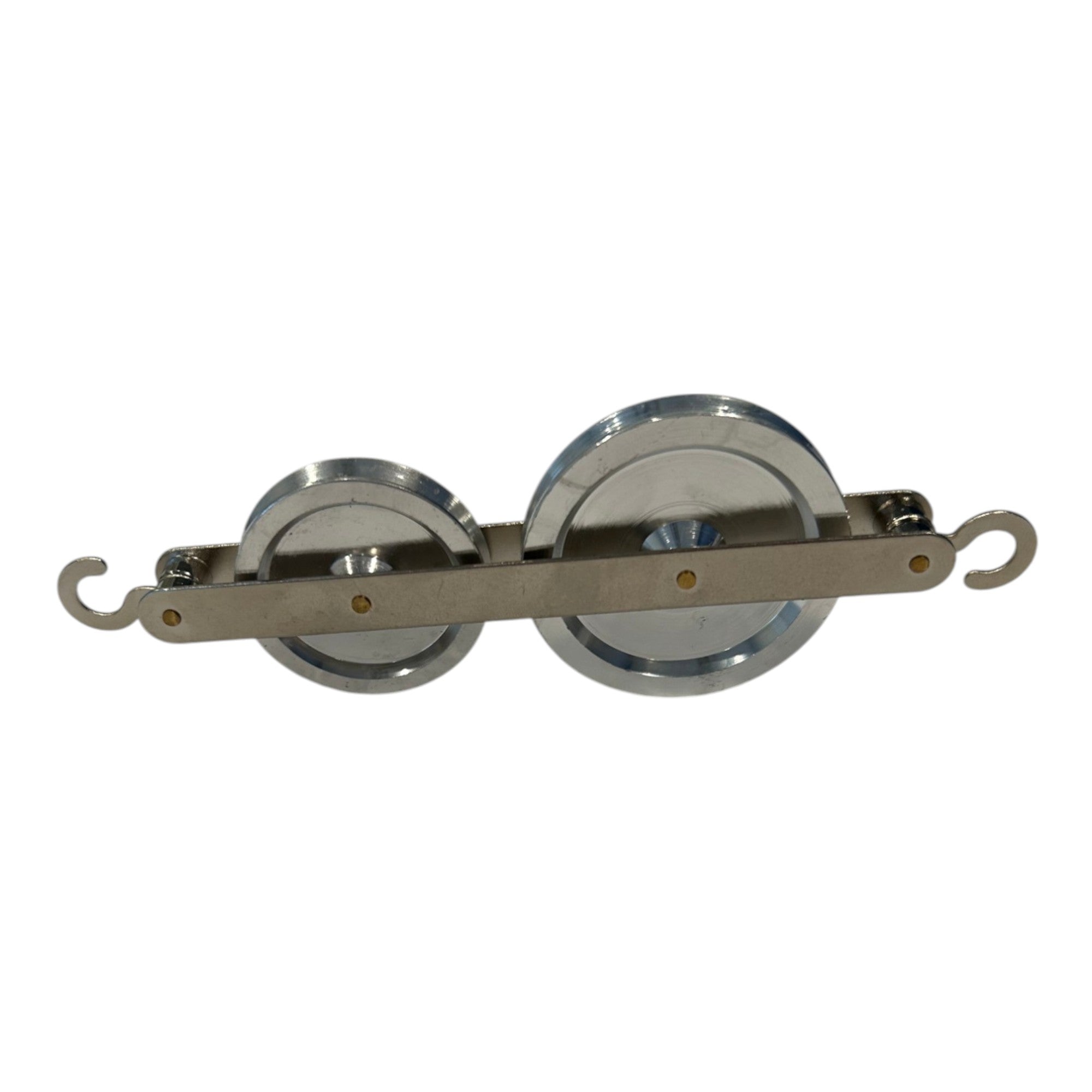 Pulley Double, 2 Aluminum Wheels (38mm & 50mm) in Tandem