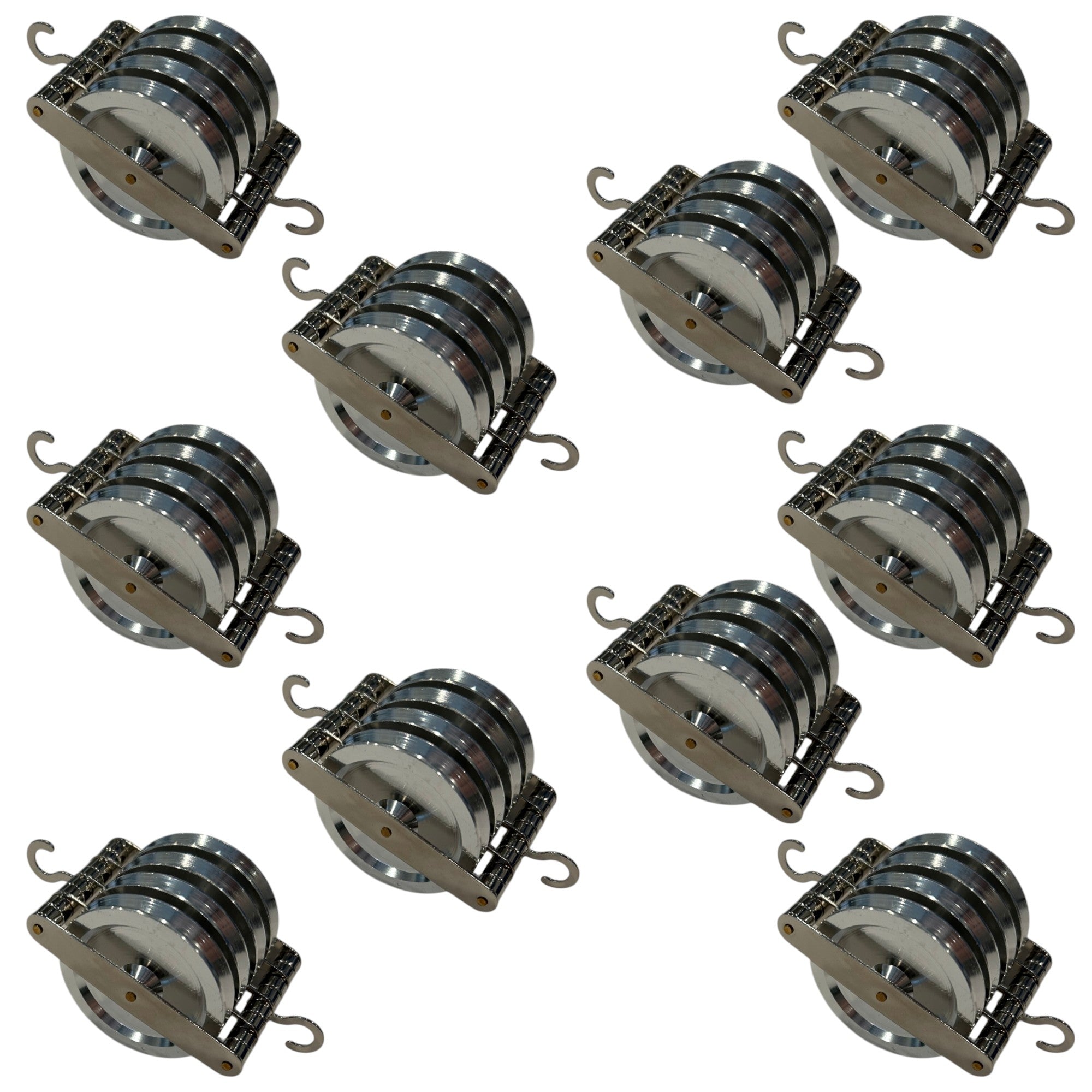 Quadruple Parallel Pulley, Aluminum, Pack of 10
