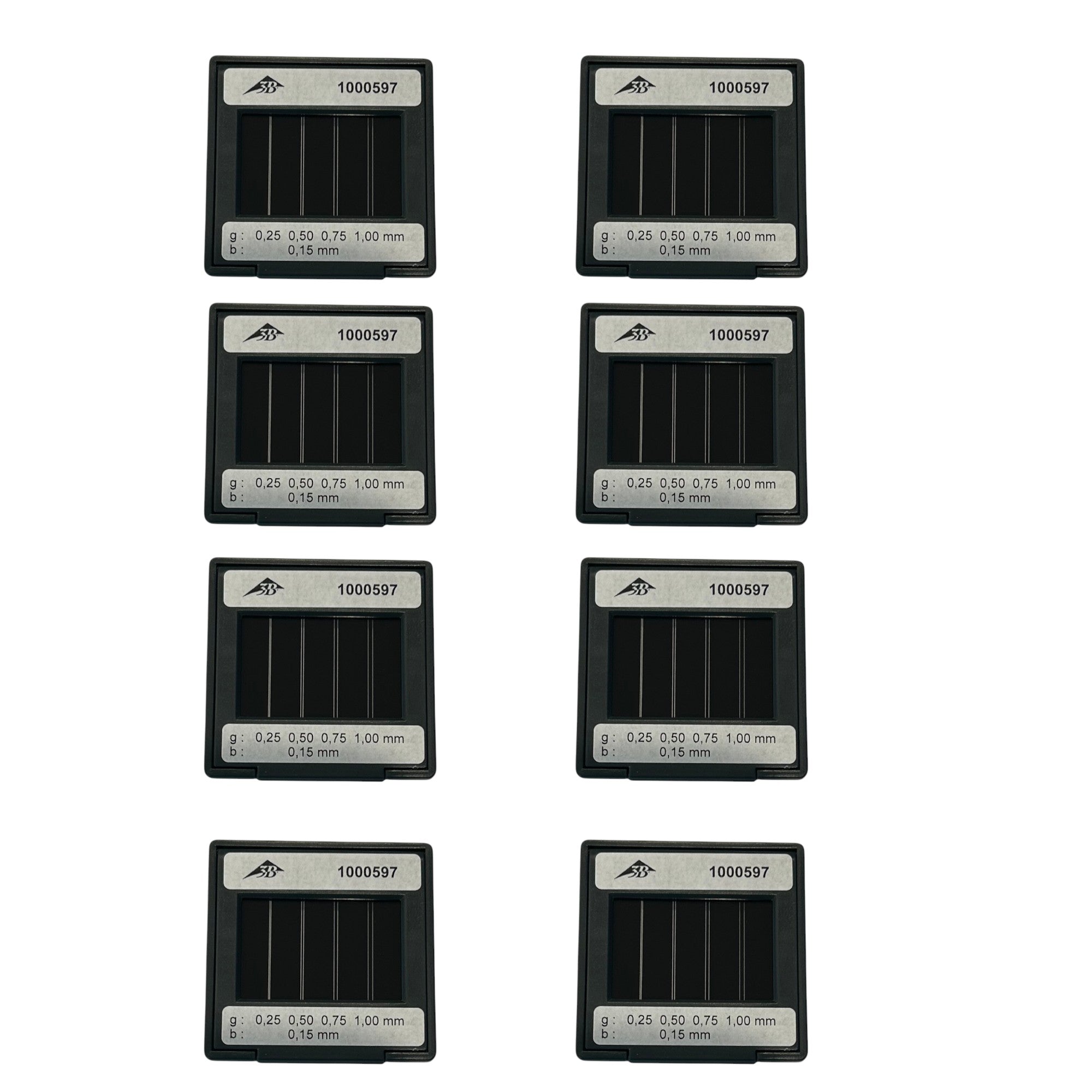 Diaphragm Double Slit,  0.25, 0.50, 0.75, 1.00mm. Pack of 8. For use in PEER Physics CMW Kit