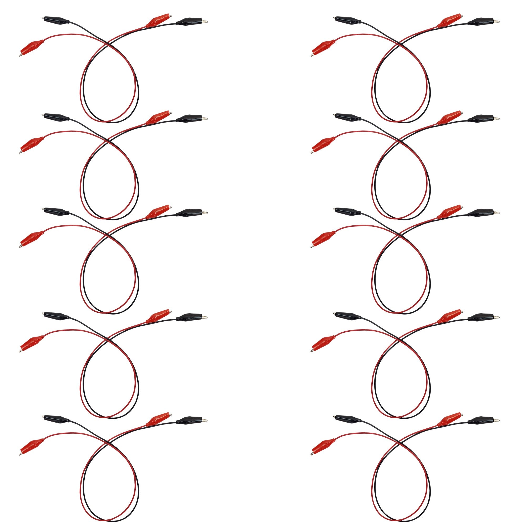 Connector Cords, Alligator Clips on Both Ends. 18 inches long. Sold as a pairs of one red and one black.  This  product has 10 pair per pack.