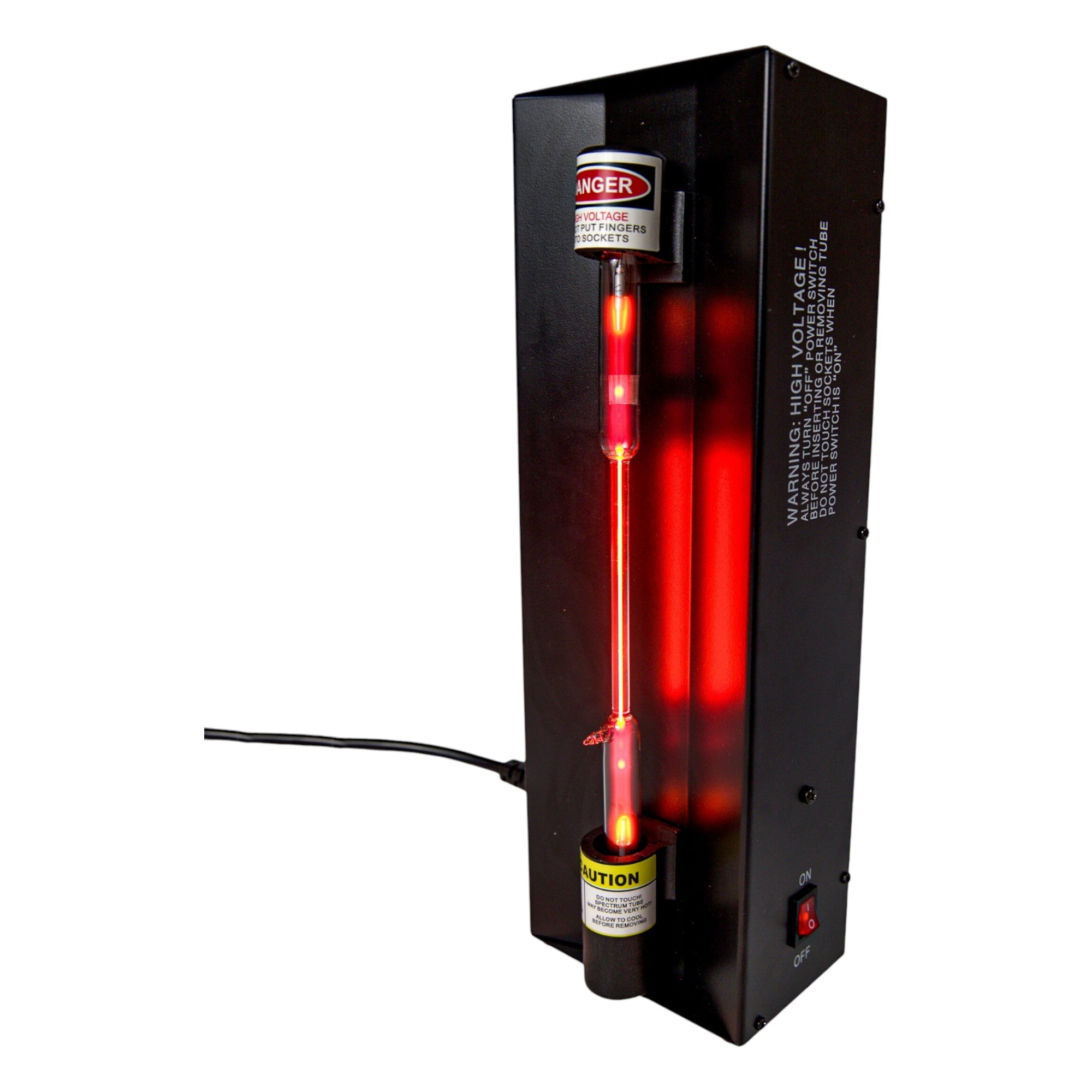 Power Supply for Spectrum Tubes.  A 110 volt Spectrum Tube Power Supply to light various spectrum tubes.  A spectrum tube requires a power supply that provides high voltage and low current to ionize the gas inside the spectrum tube.