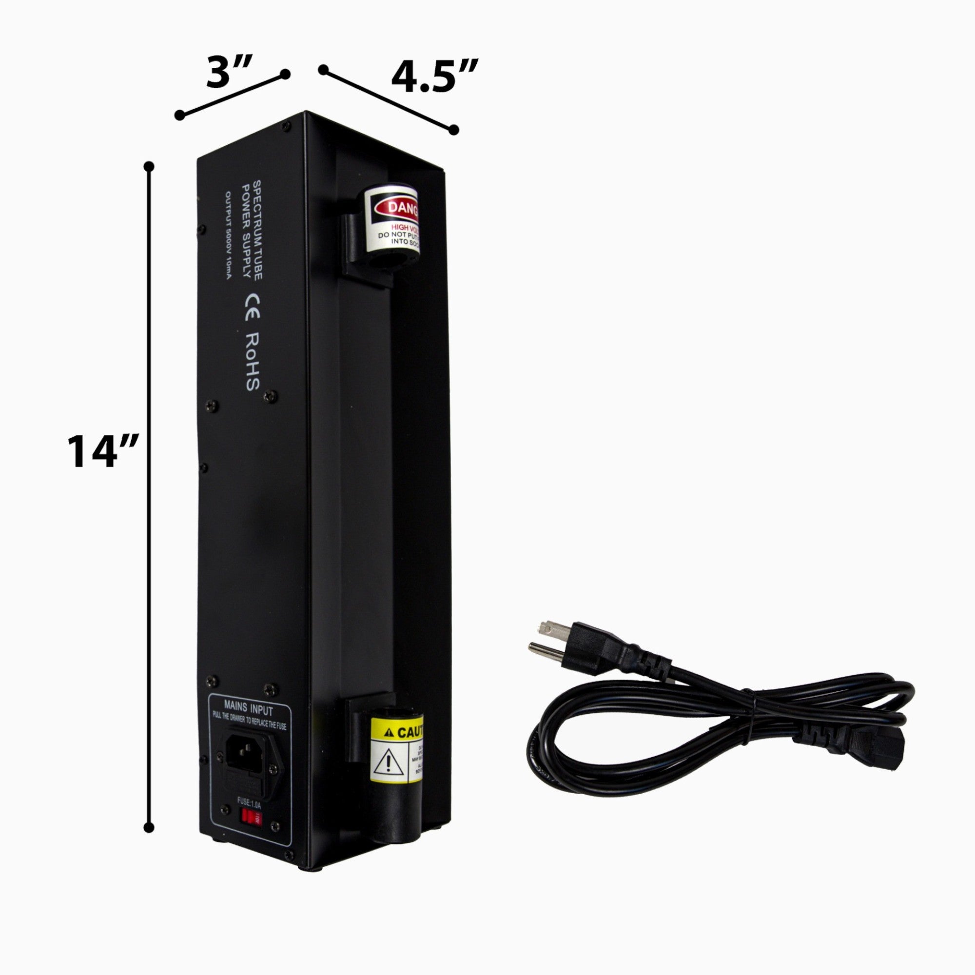 1865-PS : Power Supply for Spectrum Tubes.  A 110 volt Spectrum Tube Power Supply to light various spectrum tubes.  A spectrum tube requires a power supply that provides high voltage and low current to ionize the gas inside the spectrum tube.