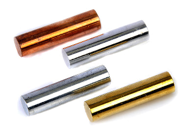 1867 : Specific Gravity Cylinder Set; four 13x50mm cylinders of aluminum, brass, steel and copper.
