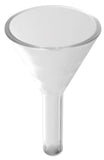 Burette Funnel Borosilicate Glass 40mm funnel diameter, 38mm stem length, and 10mm stem diameter. Sold as a case 12.