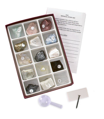 Mineral Collection, 15 identified specimens and testing tools.  A  professional Geology education study kit.