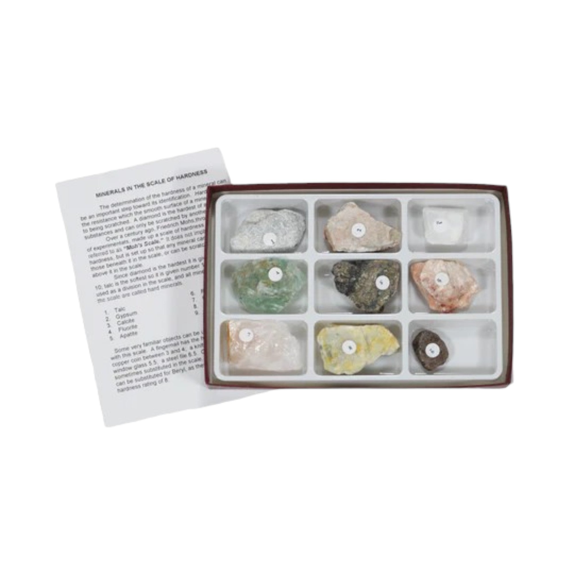 Mineral Scale Of Hardness Collection 9 Pcs. Set Without Diamond - 9 Specimen