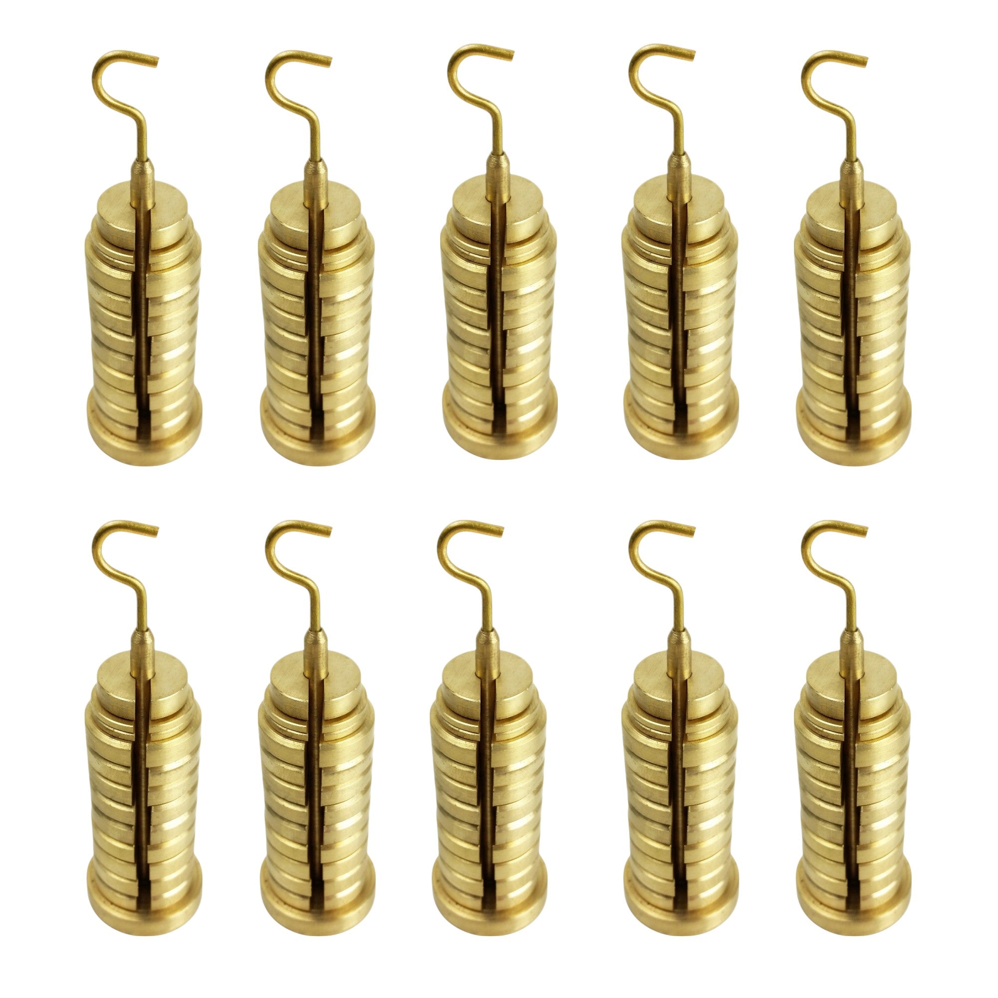 Slotted Weight Set with Hanger, Brass, Twelve Piece, Pack of 10 Sets by Go Science Crazy