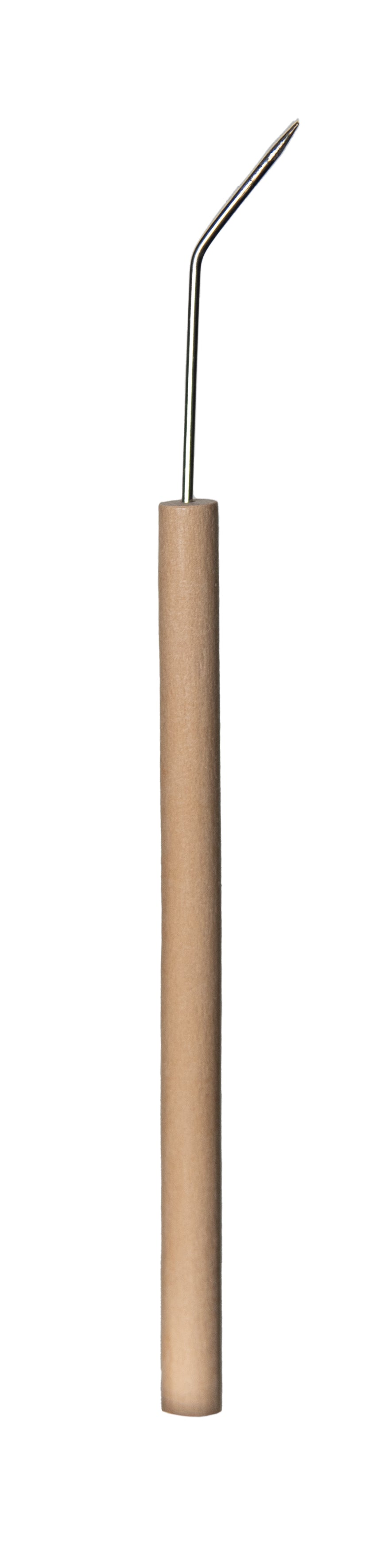 Teasing Tool with wood handle and bent metal tip.  Case 144.