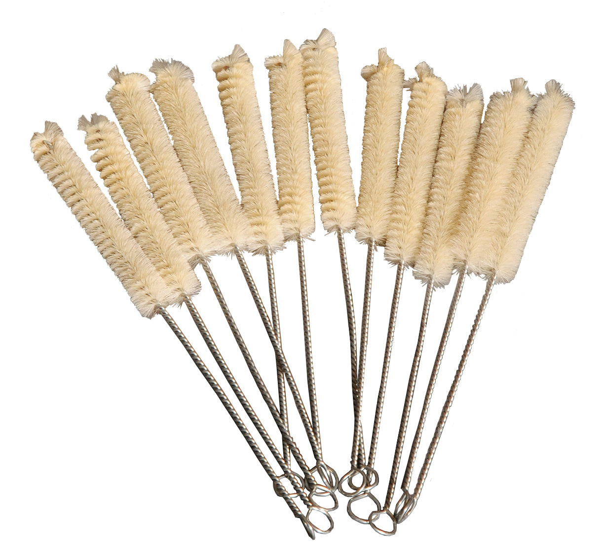 Brush, Test Tube Cleaning with Natural Bristles, Size Small. Pack of 12.
