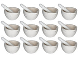 Porcelain Mortar and Pestle, 80mm Opening and 60ml Capacity. Case of 12.