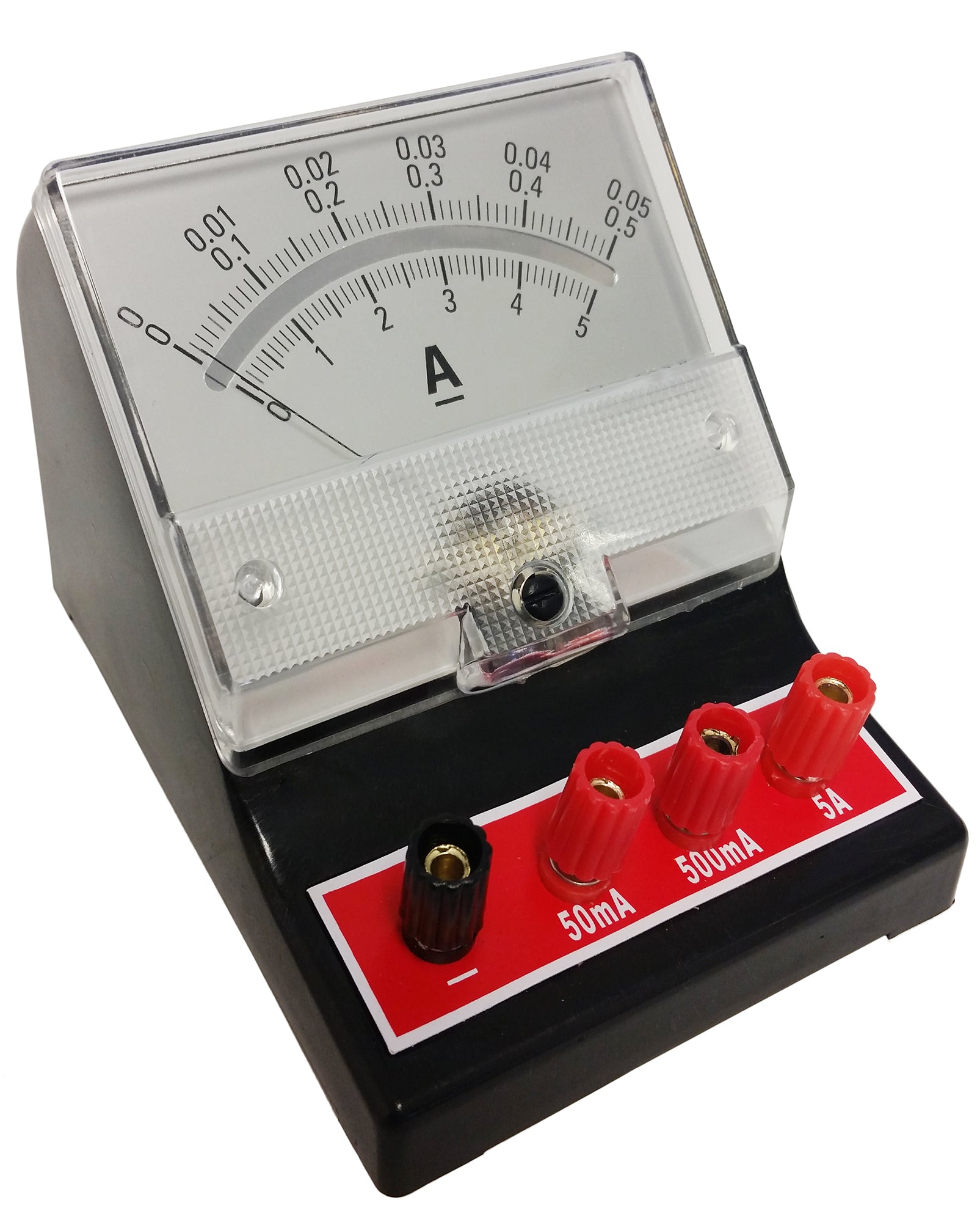 Ammeter Analog , 0mA to 50mA, 0mA to 500mA, 0A to 5A; DC. Case of 40.