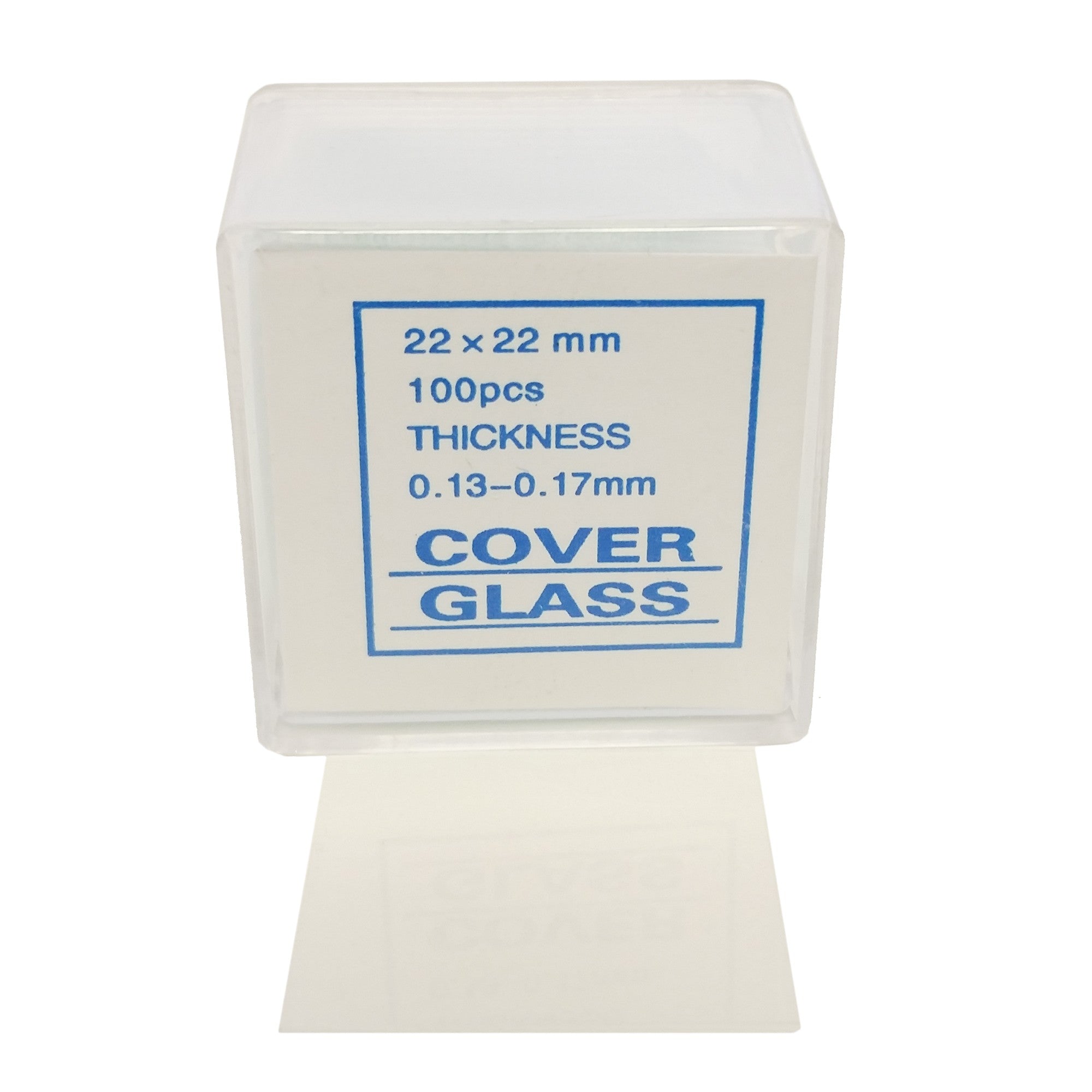 Microscope Cover Slips,  #1 Thickness, Size 22mm by 22mm Square.. Pack of 10 boxes each with 100 pieces.