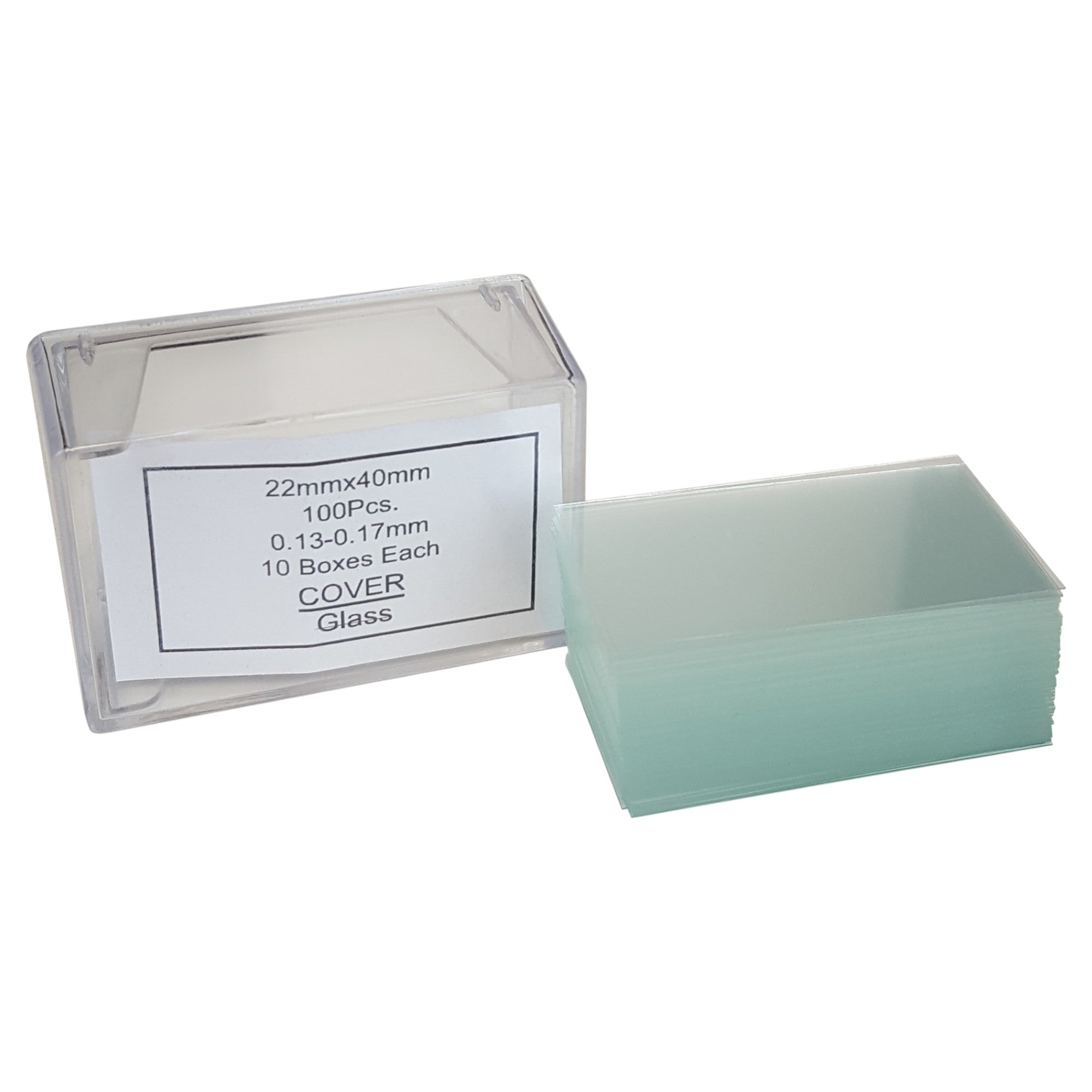 Microscope Cover Slips, Size #1 Thickness, 22mm by 40mm, Pack of 20 boxes of 100.