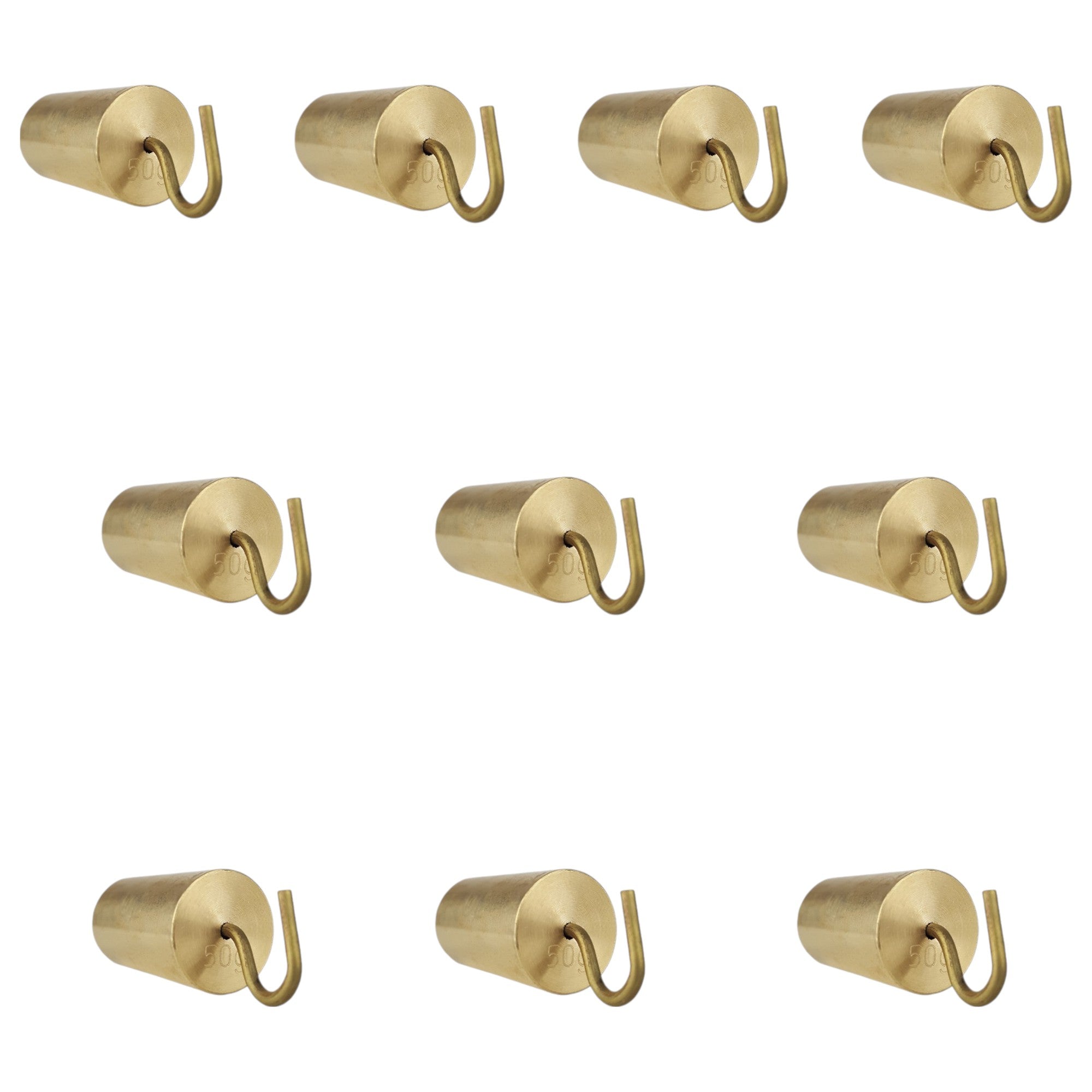 Hooked Brass Weight, 50 Grams, Pack of 10 by Go Science Crazy