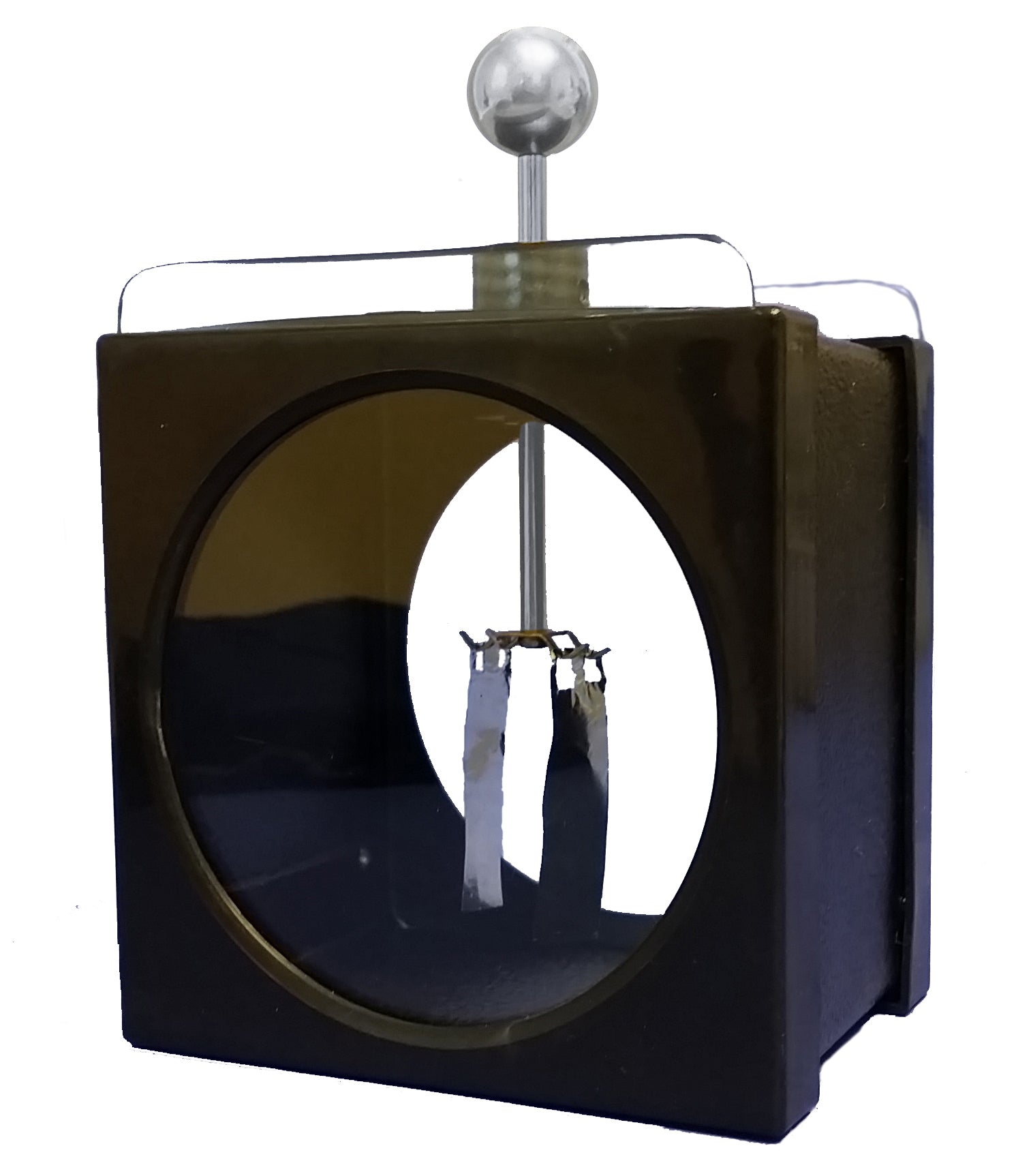 Electroscope with Metal Case and Round Viewing Window and Aluminum-Leaves.