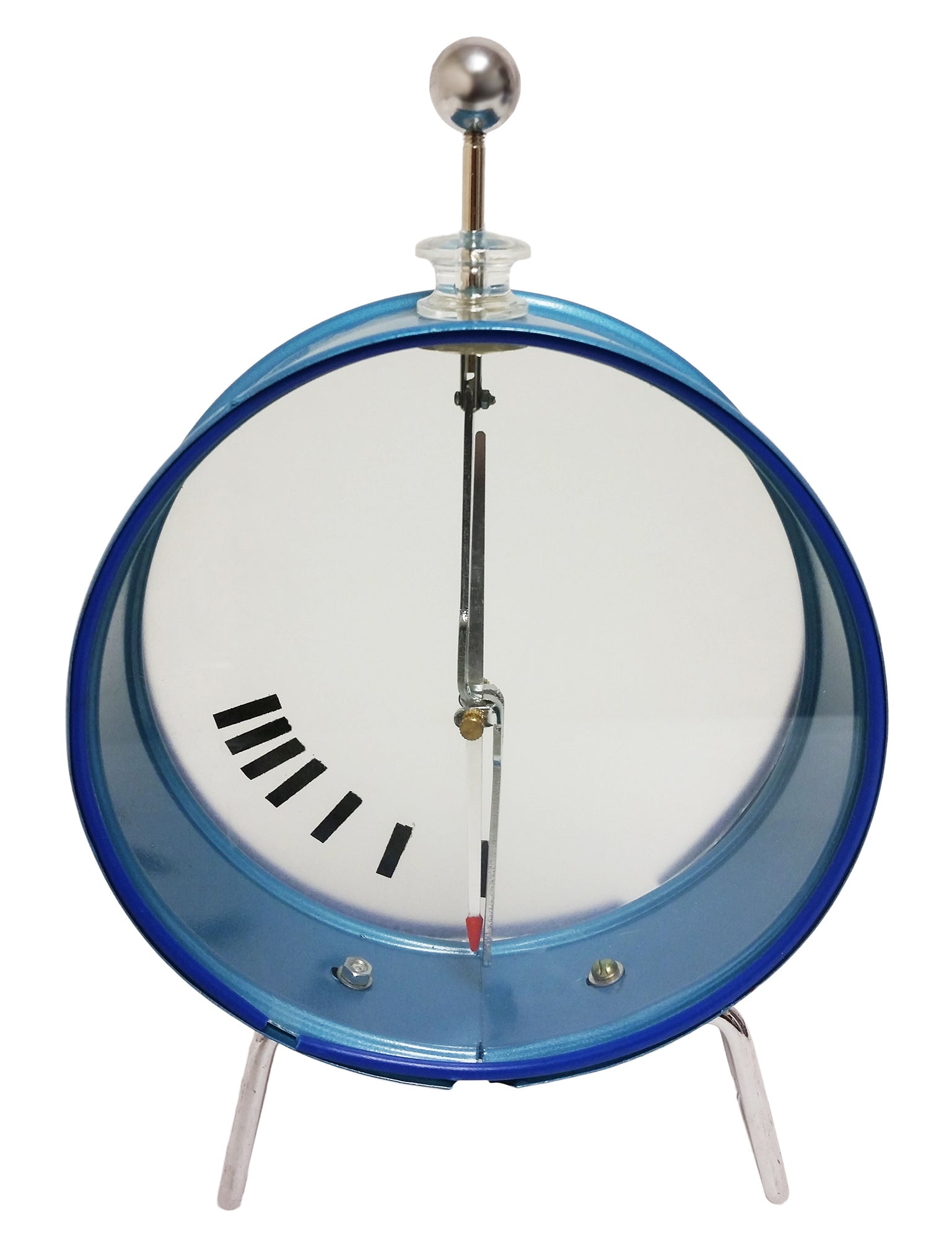 Electroscope with Round Case, Free-Spinning Pointer, and Indicator Gauge.