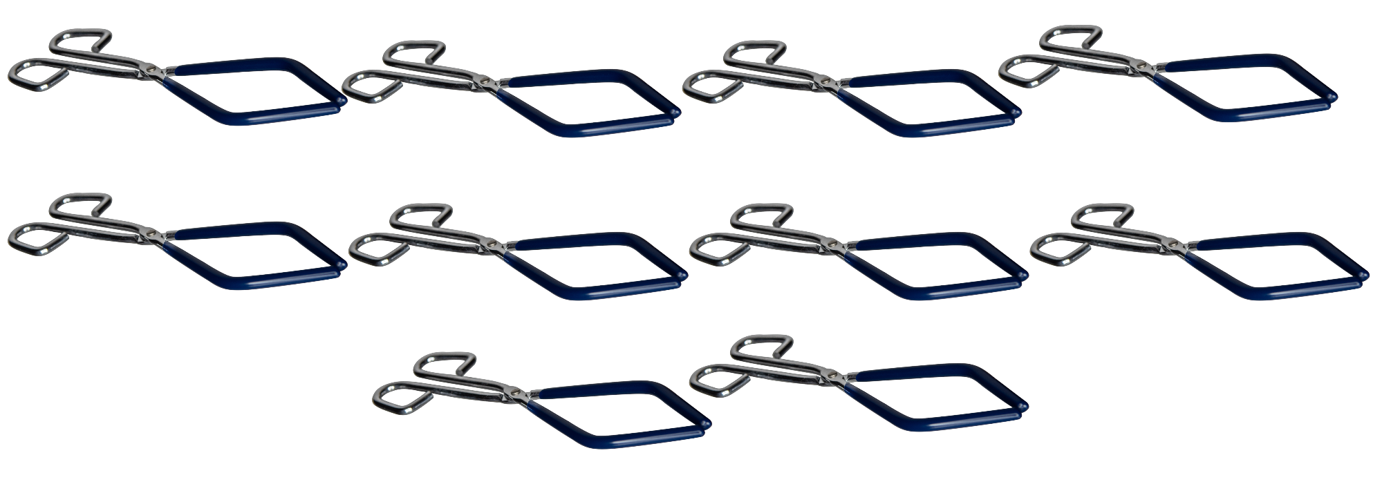 Tongs - Beaker Tongs with Plastisol Coated Jaws, Size 9.5 inches length x 1/4" Steel.  For Beakers size 50ml - 2000ml. Pack of 10.