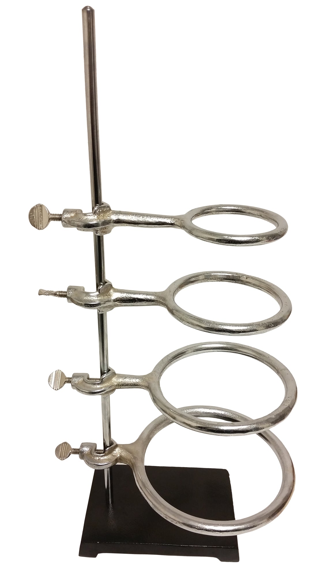 Support Stand with Cast Iron Base Size 6x9 with 24" Rod and Steel Rings Size 3", 4", 5" & 6" diameter.