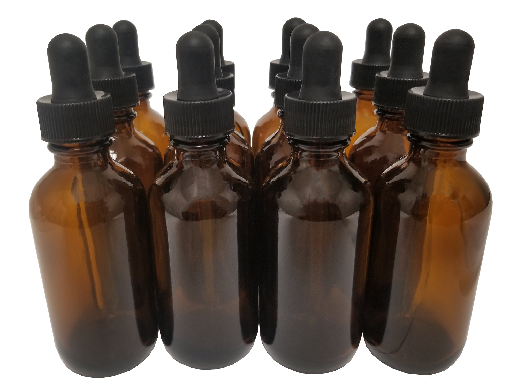 Bottle, Flint Glass, Amber Color, 2 ounce, with dropper assembly.  Pack 144.