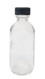 Bottle, Flint Glass, Clear, 2 oz with Cap. Pack 12.