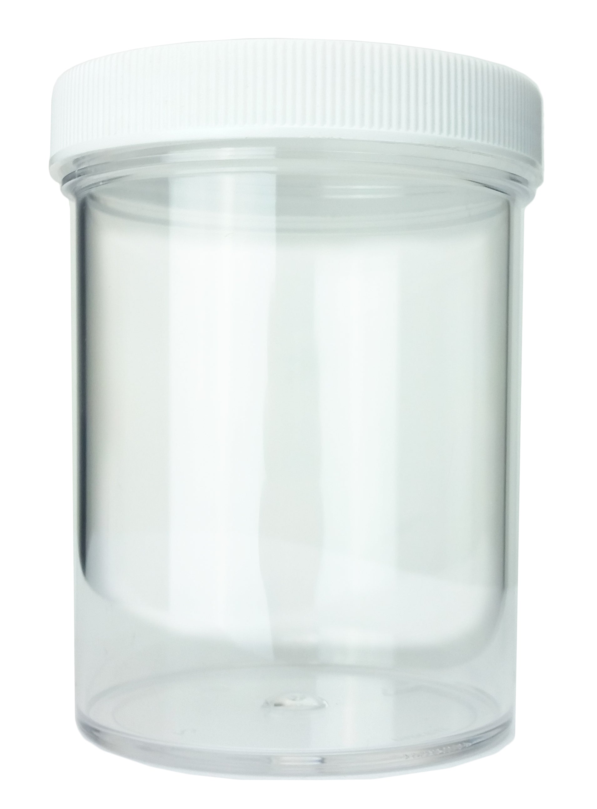 Specimen Jar, Polystyrene 8oz capacity, with 70/400 neck and foam lined cap.